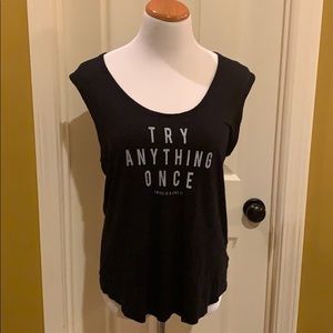 Try Anything Once Black Sleeveless Shirt M
